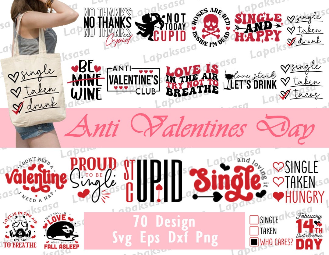 Anti Valentine Svg Bundle, Love Svg, Retro Valentine Svg, Trendy ...