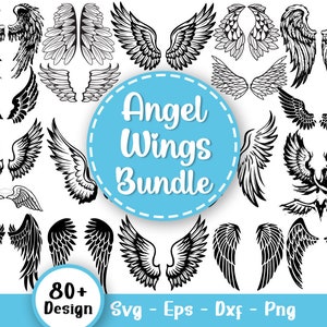 Angel Wings SVG bundel, Angel Wings illustraties, vleugels gesneden bestand voor silhouet, vleugels PNG, vleugels vorm, vleugels overzicht, Svg-bestanden voor Cricut