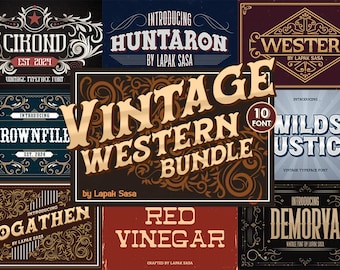 Western Font Bundle - Wild West Font, Old West Font, Western Font Styles, Cowboy Fonts, Old Western Font, Cricut, Procreate, Font Bundle