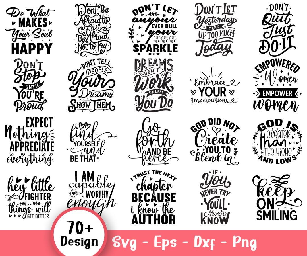 Inspirational Quotes Svg Bundle, Self Love Svg, Mental Health Svg ...