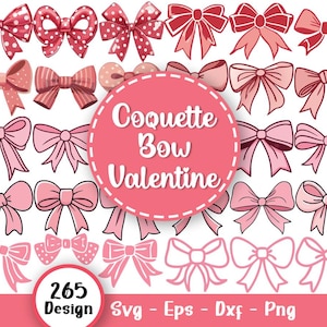 Coquette Bow Svg Bundle, Ribbon Coquette Bow Svg, Ribbon SVG, Bow svg, Girlie Pink Hair bow svg, Coquette Ribbon SVG, Svg Files For Cricut