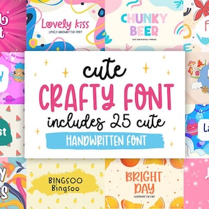 Cute Font Bundle, Kids Font, Crafty Font, Display Font, Handwritten Font, Cricut Font Bundle, Procreate Font, Font For Cricut,Kids,Quickry