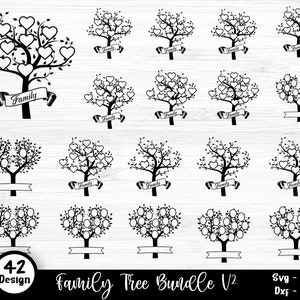 Family Tree Svg Bundle, 2-20 Members Family Svg, Family Reunion Svg, Family Tree Branch, Tree Of Life Svg, Family, Svg Files For Cricut V2