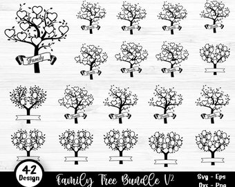 Family Tree Svg Bundle, 2-20 Members Family Svg, Family Reunion Svg, Family Tree Branch, Tree Of Life Svg, Family, Svg Files For Cricut V2