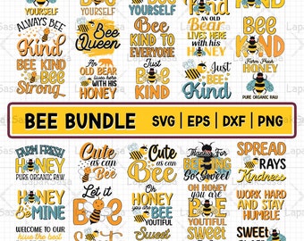 Abeille SVG Bundle, Bumble Bee SVG, Honey Bee SVG, Bee Png, Bee Kind svg, Queen Bee SVG, Bee cricut files, Bee cut files, Bee Happy svg png dxf