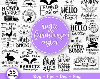 Paquete rústico de Pascua svg, Pascua svg, Citas de Pascua, Conejito de Pascua svg, Huevo de Pascua svg, Niños Pascua Svg, Primavera Svg, Archivos svg para Cricut
