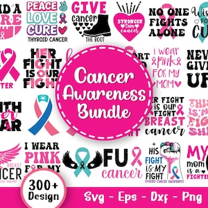Cancer Awareness SVG bundel, bewustzijn lint Svg, Cancer Awareness lint Svg, Pink Cancer Ribbon Svg, borstkanker, Svg-bestanden voor Cricut