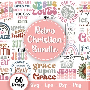 Retro Christian Svg Bundle, Bible Verse Svg, Religious Svg, Scripture Svg, Blessed Svg, Jesus Svg, Pray on It Svg, Svg Files For Cricut V7