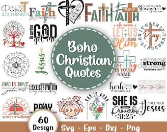 Boho Christian Svg Bundle, Scripture Svg, Bible Verse Svg, Religious Svg Bundle, Jesus Svg, God Svg, Faith svg Bundle, Svg files for cricut