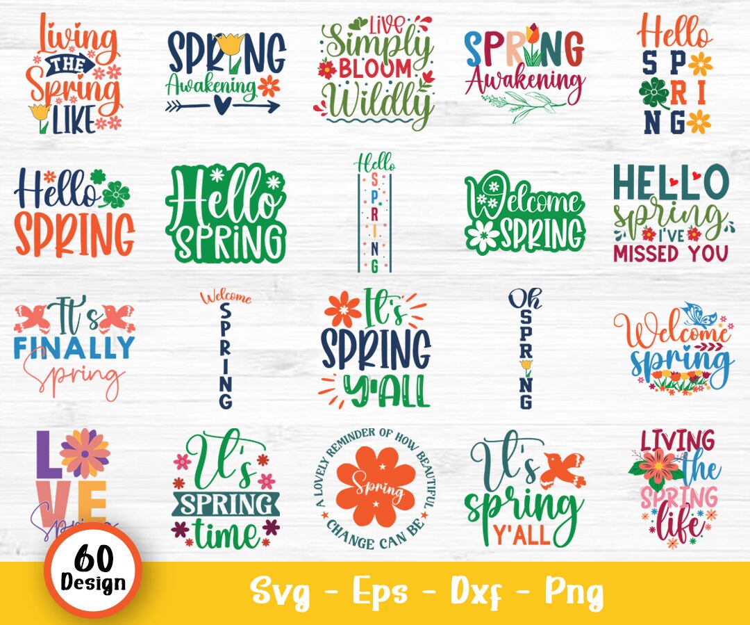 First Day Spring Svg Spring Svg Bundle, Easter Svg, Welcome Spring Svg, Flower Svg, Hello ...