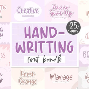 Font Bundle Handwriting Fonts, Handwritten Font Bundle Svg, Modern Font, Cricut Font Bundle, Procreate Font, Farmhouse Font, Cute Font