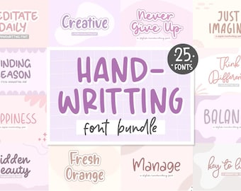 Paquete de fuentes Fuentes de escritura a mano, Paquete de fuentes manuscritas Svg, Fuente moderna, Paquete de fuentes Cricut, Fuente Procreate, Fuente de granja, Fuente bonita