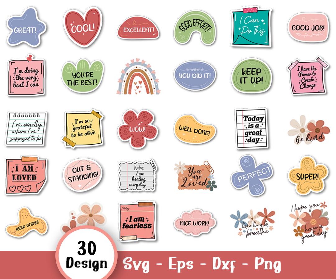 Inspirational Sticker Svg Bundle, Motivational Quotes SVG PNG ...