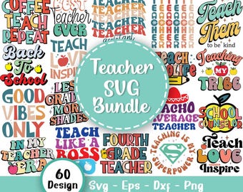 Teacher Svg Bundle, Teacher Quote Svg, Back to School Svg, School Svg, Teacher Life Svg, Teacher Appreciation Svg, Svg Files For Cricut