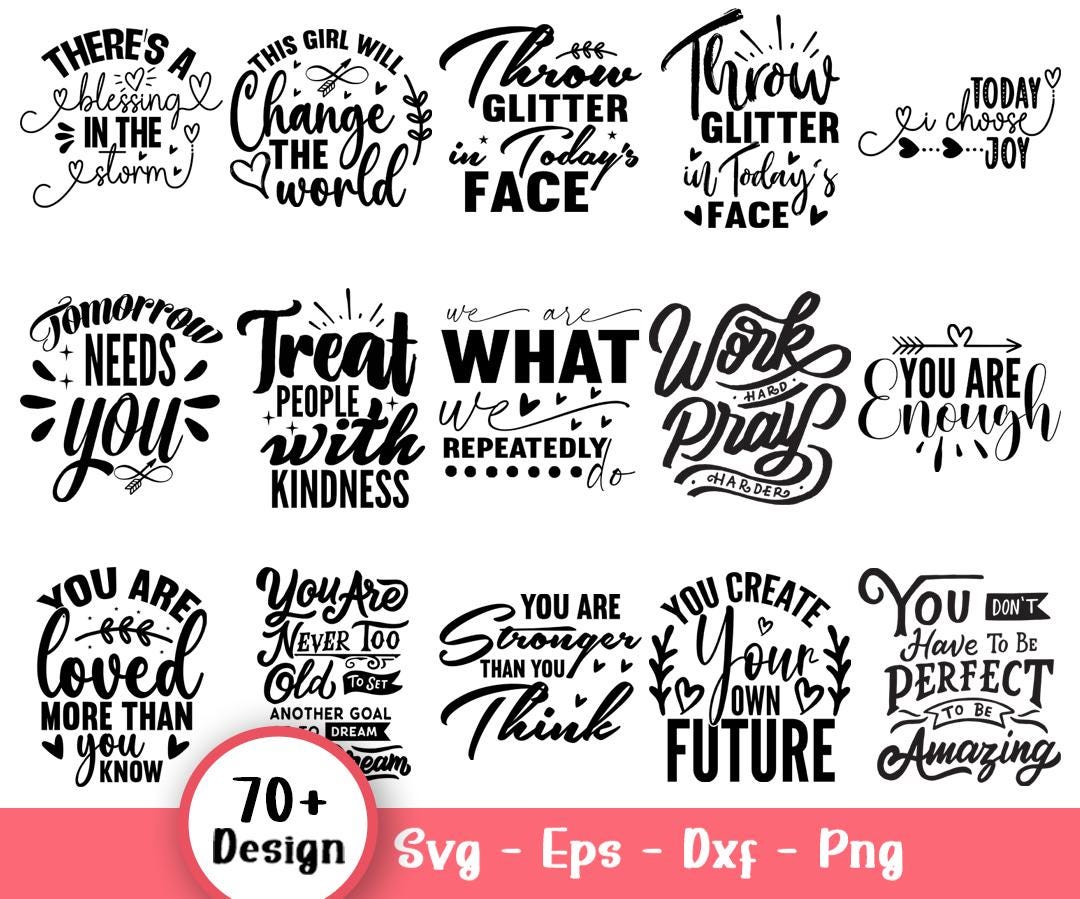 Inspirational Quotes Svg Bundle, Self Love Svg, Mental Health Svg ...