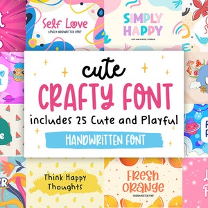 Pacote de fontes fofas, fonte infantil, fonte artesanal, fonte de exibição, fonte manuscrita, pacote de fontes Cricut, fonte Procreate, fonte para Cricut,Kids,Quickry
