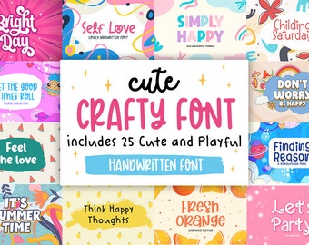 かわいいフォント バンドル、子供向けフォント、クラフト フォント、ディスプレイ フォント、手書きフォント、Cricut フォント バンドル、Procreate フォント、Cricut、子供向け、Quickry 向けフォント