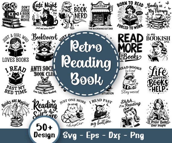 Reading Book SVG Bundle, books svg, Book lover svg bundle, Books bundle svg, Pile of books bundle svg, Book dragon svg, Svg Files For Cricut
