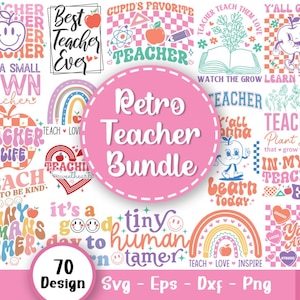 Paquete retro maestro svg, cita del maestro svg, escuela svg, vida del maestro svg, regreso a la escuela svg, apreciación del maestro svg, archivos svg para cricut