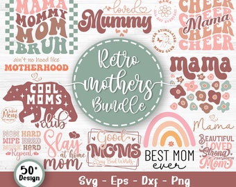 Retro Mother's Day Svg Bundle, Mom Svg, Mom Life Svg, Girl Mom Svg, Funny Mom Svg, Mom Quotes Svg, Blessed Mama Svg, Svg Files For Cricut