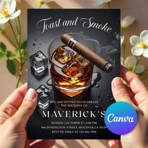 whiskey cigar invite,toasts and smokes,80th birthday,aged to perfection,invitation for men,man invitation,60th birthday,adult invitation,whiskey invitation,30th 40th birthday,mature male invite,surprise men bday,whiskey cigar invite,whiskey theme invite,50th 60th birthday,mature male birthday,surprise birthday,phone invitation,Bourbon Invite,Adult Invite,50th Party Invite,Scotch Party Theme,Man Cave Theme,Classy Party,40th Birthday Man,Whiskey Birthday,60th Milestone,Neon Sign Invite