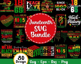 Paquete SVG de Juneteenth, Paquete SVG del Mes de la Historia Afroamericana, Juneteenth 1865 SVG, Juneteenth SVG, Juneteenth desde 1865 SVG, Archivos SVG para Cricut