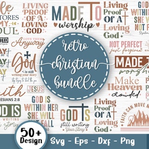 Retro Christian Svg Bundle, Bible Verse Svg, Religious Svg, Scripture Svg, Blessed Svg, Jesus Svg, Pray on It Svg, Svg Files For Cricut V1