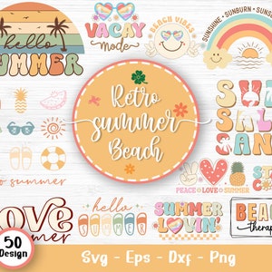 Retro Summer Beach Svg Bundle, Hello Summer Svg, Beach Svg, Summertime svg, Funny Beach Quotes Svg, Summer Quotes Svg, Svg Files For Cricut