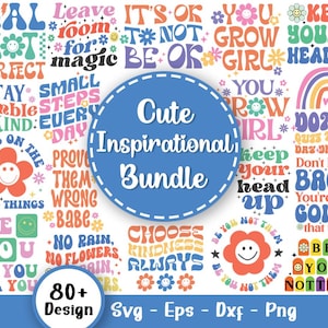 Ensemble Svg inspirant mignon, Svg motivant, Svg santé mentale, Svg citations positives, Svg gentillesse rétro, Soyez gentil, Fichiers Svg pour Cricut