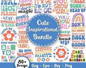 Cute Inspirational Svg Bundle, Motivational Svg, Mental Health Svg, Positive Quotes Svg, Retro Kindness Svg, Be Kind, Svg Files For Cricut