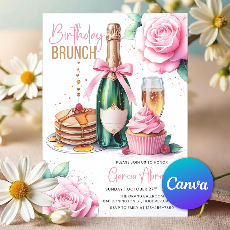brunch girls day,brunch themed party,girls brunch invite,champagne brunch,brunch invitation,brunch invite,pancake brunch,brunch evite,brunch flyer,modern brunch decor,brunch party evite,online party invite,diy event invite,pink floral brunch,floral themed invite,any age invitation,phone message evite,video invitation,birthday brunch,animated invite,interactive invite,birthday evite,Editable Template,Birthday Invitation,Editable Invitation