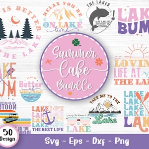 Paquete de svg de lago de verano, svg de vida de lago, svg de casa de lago, svg de verano, svg de verano, svg de camping, svg de citas de verano, archivos svg para Cricut V1