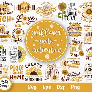 Pacote Svg de Girassol, Citações de Girassol Svg, Flor Svg, Monograma Svg, Meio Girassol Svg, Clip Art de Girassol, Sun Svg, Arquivos Svg para Cricut