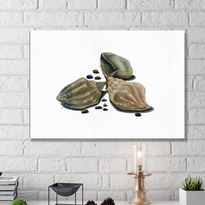 Original hand art Seashell Oil Painting  , Beach House Gallery Wall Decor, Minimalist Seashell hand paint print on canvas