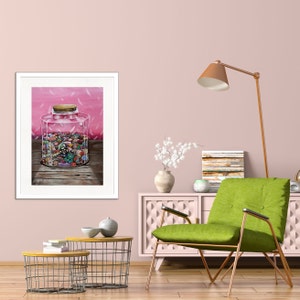 Retro Candy gerahmtes Poster, Candy Liebhaber Geschenk, Eclectic Wand Art, Funky Poster, Retro Print Bunt, Art Print Baby rosa, Trendy Kitchen