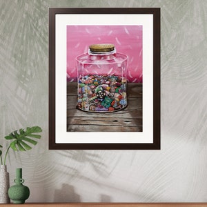 Retro Candy, Candy Lover Geschenk, Eclectic Wand Art, Funky Poster, Retro Print Bunt, Kunstdruck Baby rosa, Trendy Kitche ungerahmtes Plakat