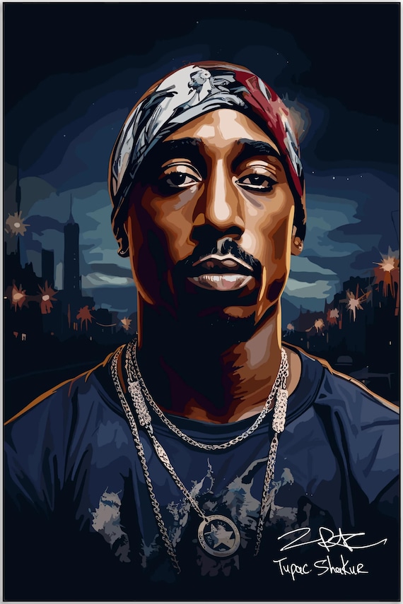 2Pac Shakurのポスター：ストリートアートスタイル、音楽愛好家への