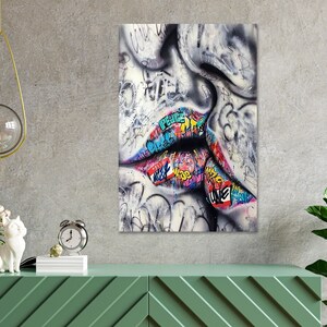 Das Kuss Poster, Banksy Paar Poster, Valentinstag Poster, Pop Art, Urban Street Art, Wanddeko für Romantisches Poster, Home Decor