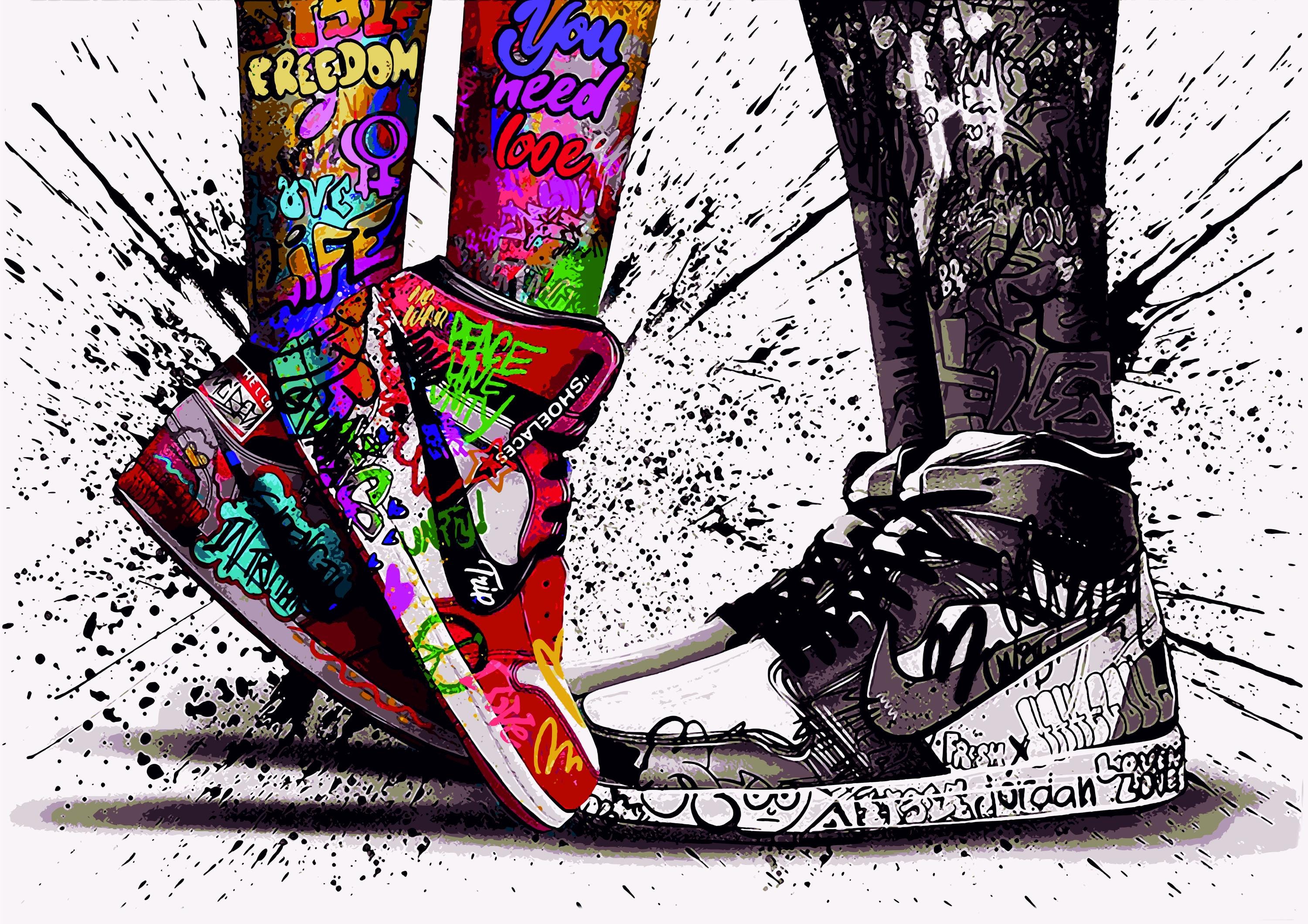 【D・新品 No 191】 ポップアートパネル NIKE エア ジョーダン Jordan Air Graffiti Art Poster: Sneaker Hype Streetart - Etsy