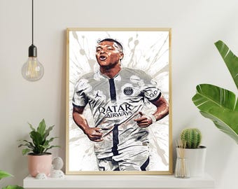 Kylian Mbappe PSG Poster: France Soccer Champion, Man Cave Art