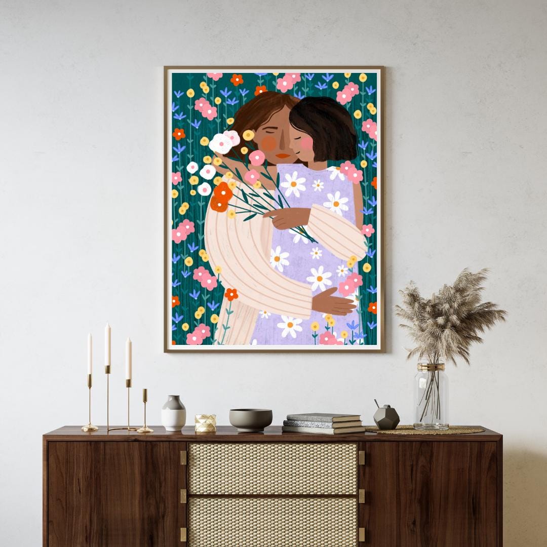 Mother and Daughter Wildflower Garden Poster by Bea Müller - Etsy