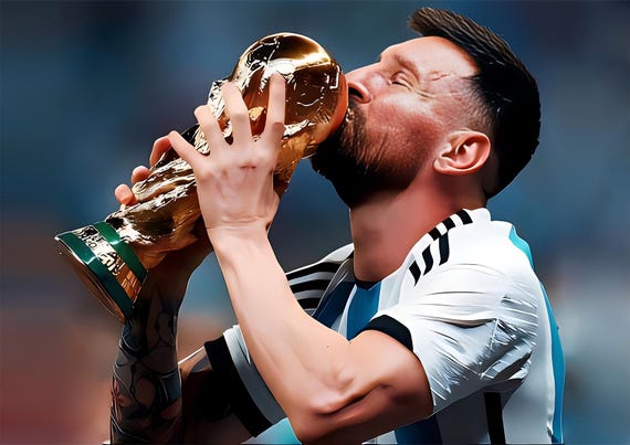 Lionel Messi World Cup Poster, Argentina Soccer, Football Print
