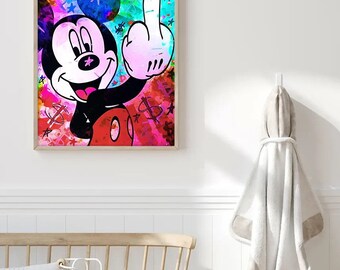 ミッキーマウスのストリートアートポスター：現代のグラフィティポップ