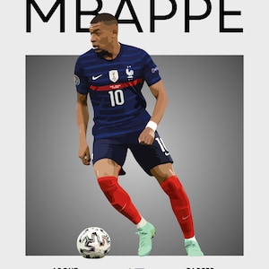 Kylian Mbappe graphic style, France footballplayer, Soccer poster, Champion, PSG poster, Man Cave, Kylian poster, A2 - 100x140; iconic art