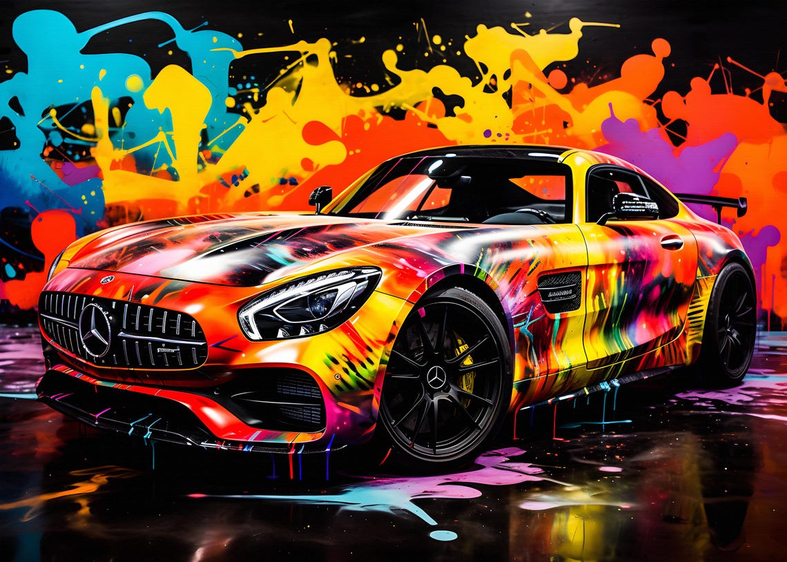 Mercedes AMG GT Street Art Poster, Car Enthusiast Print - Etsy