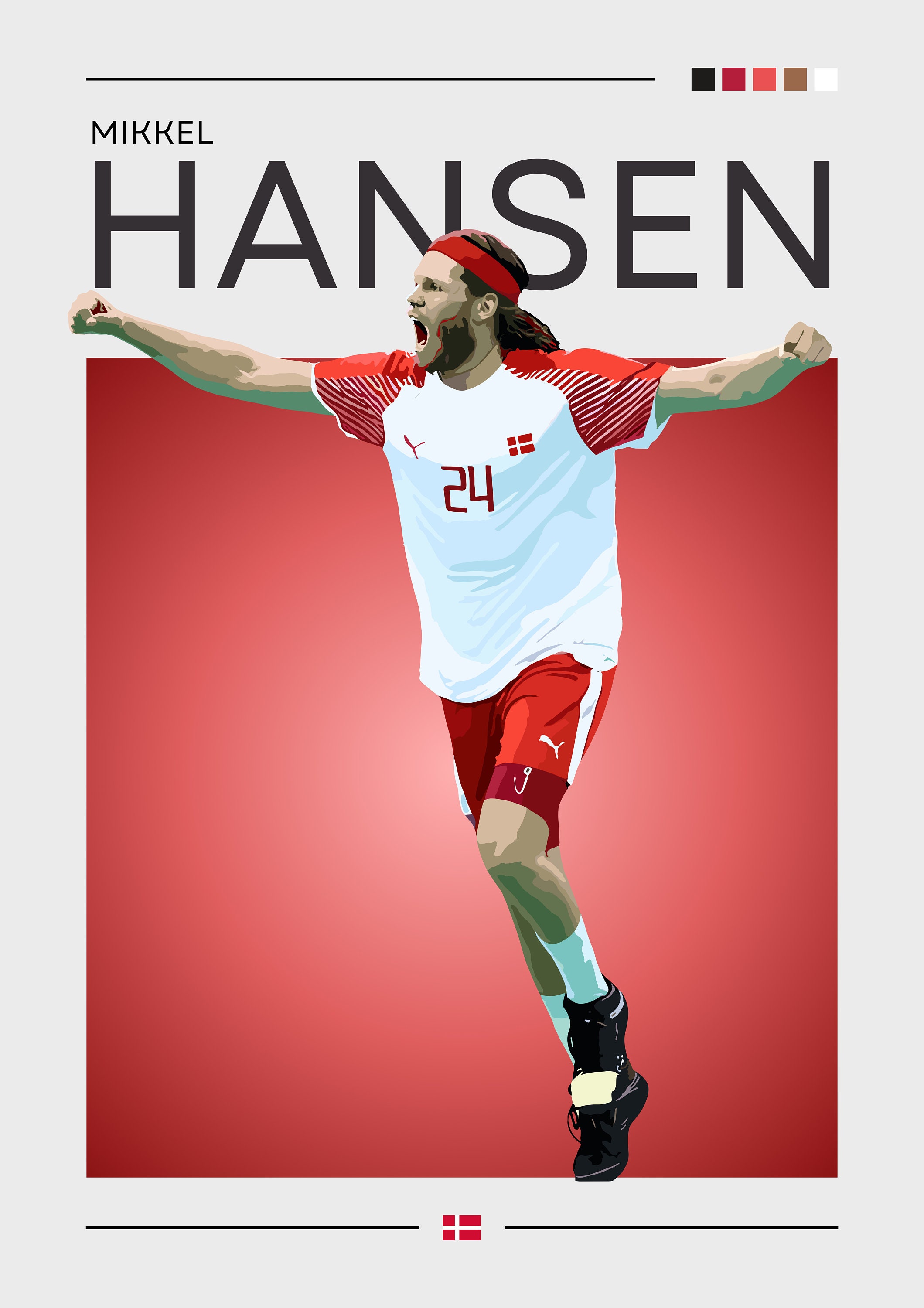 Mikkel Hansen Handball Poster: Denmark World Champion Illustration