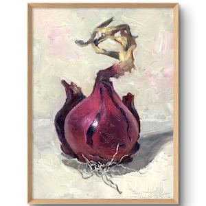 Red Onion Art Print Still Life Wall Art Rustic Kitchen Painting Farmhouse Wall Decor Food Art Print from Original Oil Artwork
