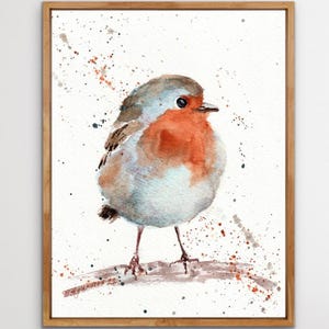 Rotkehlchen Malerei Vogel Kunstdruck Niedlicher Vogel Aquarell Malerei Natur Wand Kunst Vögel Feindrucke Rustikale Wand Dekor Robin