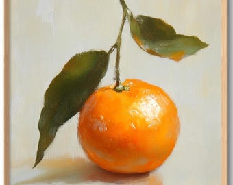 Impressão artística de laranja, arte de parede com frutas, decoração de cozinha, pôster de comida, natureza morta moderna, impressões de frutas cítricas.
