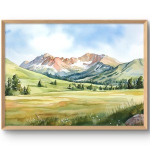 Colorado Painting San Juan Mountains Watercolor Art Print Colorado Landscape Mountain Valley Wall Art Rocky Mountains Large Poster